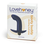 Booty Buddy Vibrating Butt Plug - 4 Inch Silicone Anal Plug With Removable 7 Function Bullet Vibrator - Smooth Curved Tip - Waterproof - Blue