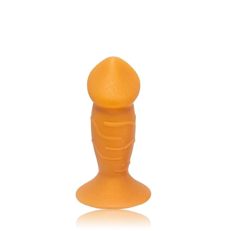Super Soft Anal Plug,Sex Toys Flexible Liquid Silicone Butt Plug Prostate Massage Vagina G-Spot Dildo Anal Trainer Kit Suitable For Male And Female Beginners. (Gold-Small)