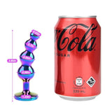 Metal Graduated Anal Beads with Jeweled Base Sturdy Curved Butt Plug for Men and Women