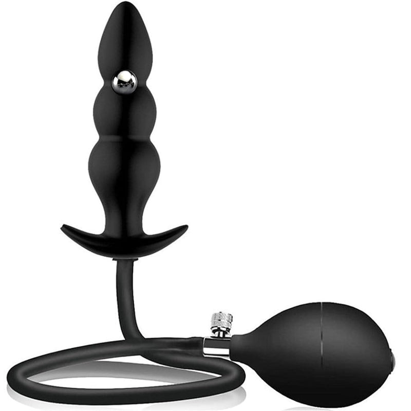 Inflatable Silicone Butt Plug Vibrating Steel Built-In One Balls Anal Beads Anal Plug(Steel Ball Included) Medical Grade For Adult Male Female And Beginners Sex Toys