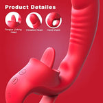 Clitoral Licking G Spot Vibrator For Women - 2 In 1 Dildo Vibrators Clitoralis Stimulator With 10 Licking & 10 Vibrating Modes, Waterproof Tongue Rose Adult Sex Toys For Women And Couple