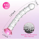 Glass Dildo Sex Toy - 8 Inch Long Thick Dildo Juguetes Sexuales Glow In The Dark With Curved Ribbed Design, Safe Borosilicate Glass Butt Plug, Fantasy Sex Toys For Men & Women