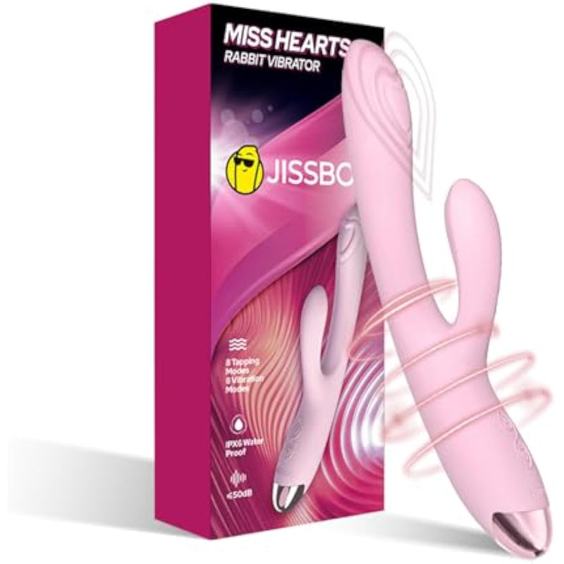 Miss Hearts Rabbit Vibrator Dual-Head Dildo Vibrator Massager Adult Sex Toys Female Vibrator With 16 Pleasure Modes Waterproof Soft Silicone Massager Wand For Women Adult Sex Toys & Games