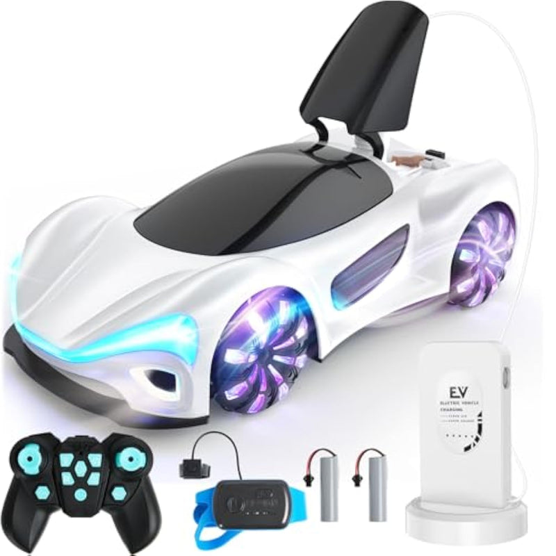 Gesture Sensing Remote Control Car With Charging Dock - 360° Rotate Drift Rc Stunt Car Toy, 40 Min Playtime, Dual Control, Spray Mist & Led Lights, Birthday Gift For Kids Boys Girls?White?