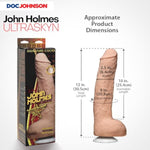 Doc Johnson Signature Series - The Legendary John Holmes - 12 Inch Realistic FIRMSKYN Dildo with Removeable Vac-U-Lock Suction Cup - F-Machine & Harness Compatible - for Adults Only, Vanilla