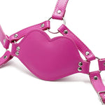Leather Bondage With Silicone Dildo Mouth Gag Adjustable Head Bdsm Fetish Slave Restraints Stimulating For Men Women Couple(Pink)