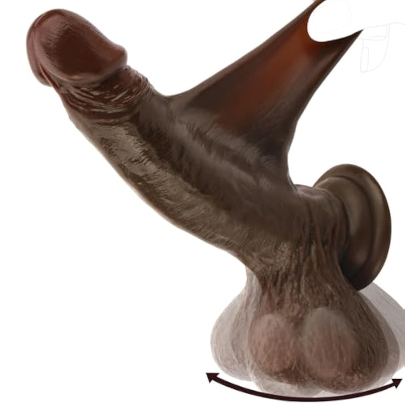 Realistic Large Silicone Dildo with Swinging Balls for Anal Stimulation and G Spot Pleasure, 9.05" Long, Soft Liquid Material with Suction Cup