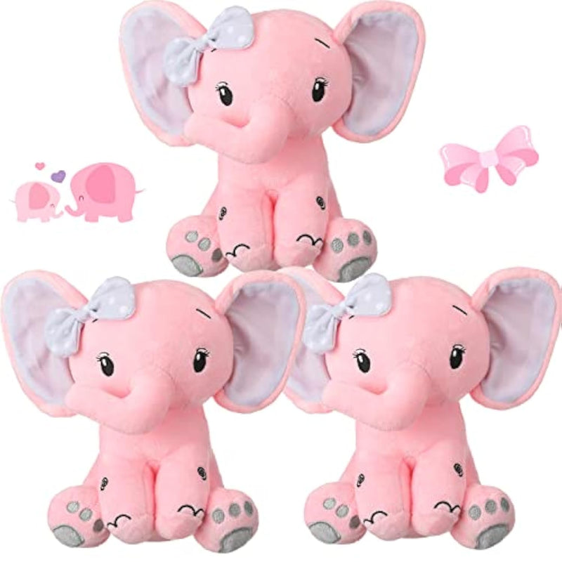 3 Pieces Elephant Stuffed Animal 8 Inch Baby Stuffed Elephant Animal Plush Toy Gift Baby Girl Boys Bed Decor (Lovely Style)