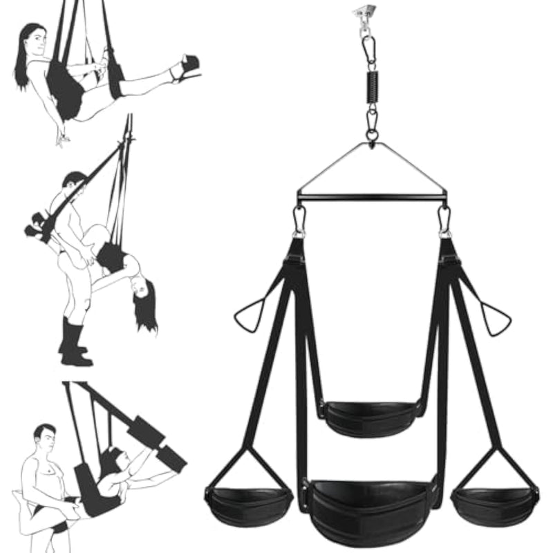 Sex Swing Heavy Duty 360 Degree Spinning Indoor Ceiling Swing With Triangle Hanging Apparatus And Adjustable Slings Soft Pads Bdsm Sex Toys Bondage Restraints
