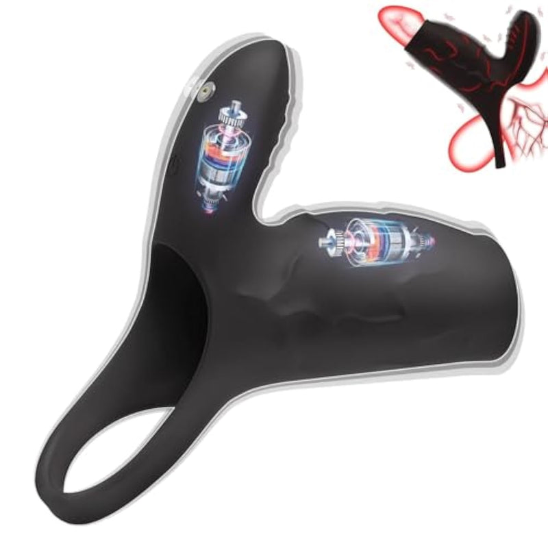 Vibrating Penis Sleeve Cock Rings With Clitoral Stimulator Penis Extender Vibrator With 10 Vibration Modes For Testicles G Spot Stimulation Erection Enhancement Delayed Ejaculation
