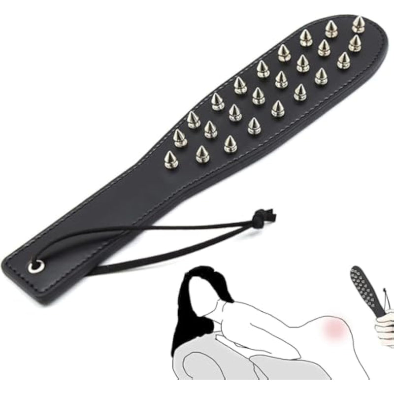 Studded Spanking Paddle For Adult Bdsm, Slut Paddle Sex Play With Safe Single Sided Rivets, Adult Sex Leather Paddle Flogger Spanking With Unique Design For Couples Flirt Play Fetish Cosplay