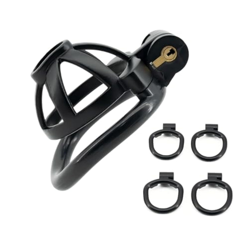 Small Cock Cage Sex Toys Male Chastity Cages With 4 Different Sized Rings And Invisible Lock Lightweight And Breathable Sissy Chasity Devices For Bondage Of Man'S Penis (L,Black)
