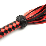 Bondage Spanking Flogger, 18.9Inch Faux Leather Whips For Adults Bdsm Play, Black And Red