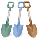 Kids Beach Sand Shovels, 16Inch/40Cm Sand Shovels For Garden, Large Beach Snow Spade Scoop For Kids Toddlers, Long Handle Plastic Wooden Shovel For Shoveling Digging Snowing (3Pcs)