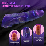 Realistic Penis Sleeve Sex Toys, Reusable 8.07'' Silicone Cock Sleeve Enlarger with Thickened Testicle Penis Ring, Delay Ejaculation Enhance Erection Penis Extender Male Couples Adult Toys - Mix Color