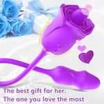 Sex Toy Dildo Vibrator 3In1 For Women - 10 Tongue Licking G Spot & Vibrating Dildo Clitorial Rose Clitoral Nipple Licker Sexual Stimulator, Adult Toys Sex Games For Couple'S Pleasure Rose Purple