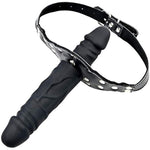 Double-Cock Dildo Penis Mouth Gag Mouth Plug Penis Gag With Multi-Function Oral Fixation Mouth Stuffed Bondage Leather Strap On Bdsm Adult Sex Toy