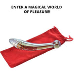 Glass Fairy Wand, Iridescent Dual Ended Glass Dildo For Vaginal & Anal Play, Ribbed & Bulbous Tips For Ultimate Stimulation, Body Safe & Hypoallergenic, Velvet Storage Pouch Included
