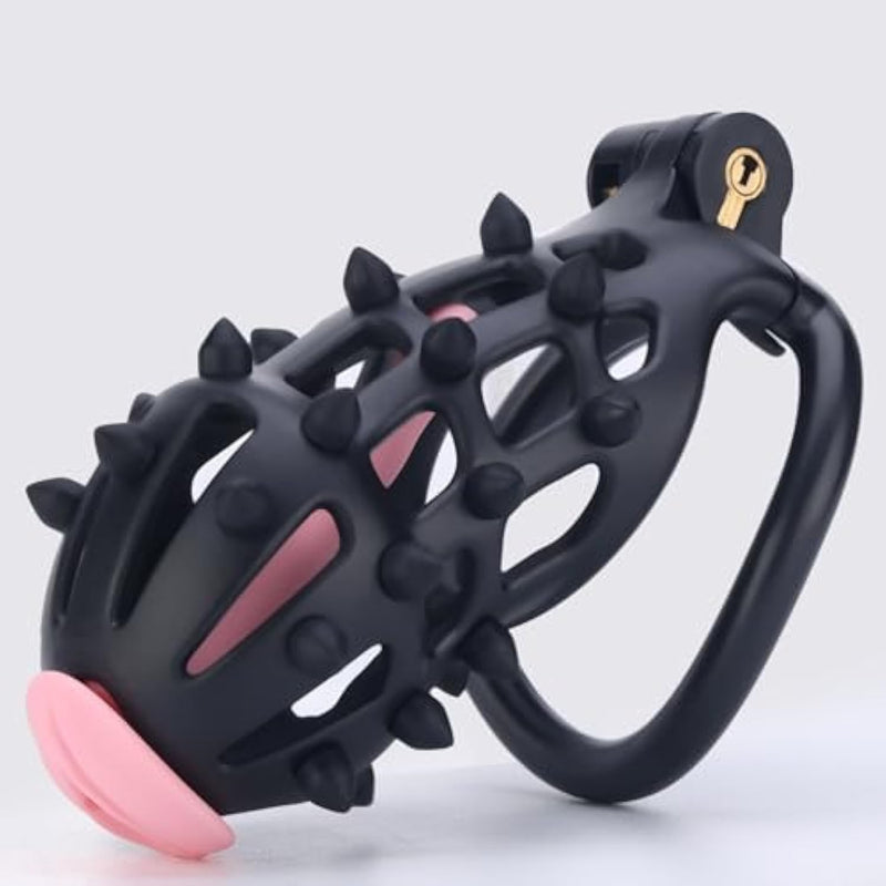 Male Chastity Cage, Large Chastity Device With 5 Sizes Rings And Invisible Lock For Man Penis Exercise Bondage Gear & Accessories Lightweight Adult Sex Toys(5D-Black)