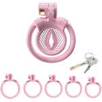 Negative Pink Chastity Cage Small For Men Sissy Flat Chastity Device Lock Design Plastic Penis Cage For Men Bdsm Penis Cage Sex Toys For Couples (Pink,Flat-B)
