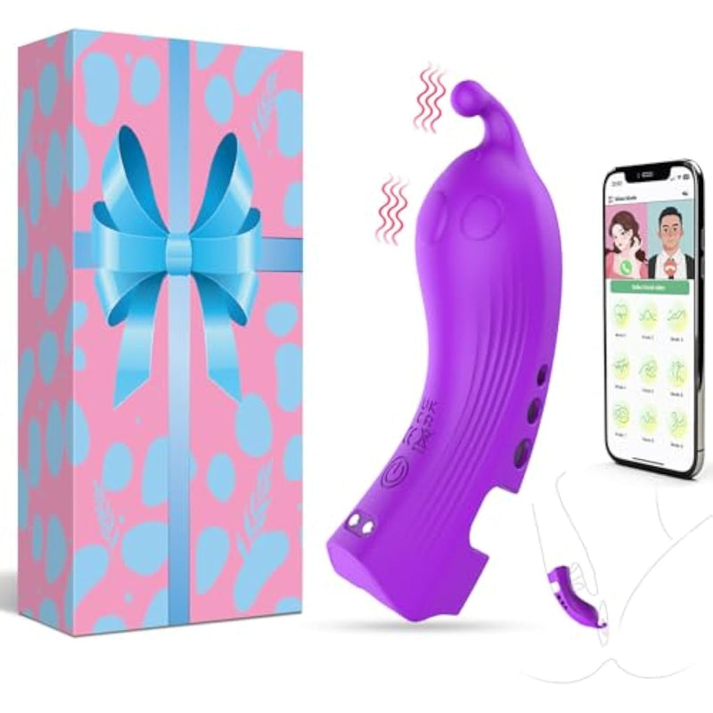 Adult Sex Toy Finger Vibrator For Couples - Mini Female Vibrator With App & 9 Powerful Vibrating Modes - Rechargeable Waterproof - Quiet G-Spot Nipple Clit Stimulator For Women Pleasure (Purple)