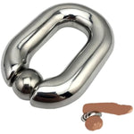 Stainless Steel Bondage Penis Ring Oval Ball Ring Scrotum Pendant Ball Heavy Scrotum Bondage Cock Ring Cock Ring Sex Toys For Men (L)