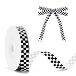 Black & White Checkered Grosgrain Ribbon, 3/8 Inch x 10 Yards for Crafts