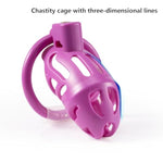 Male Hollow Chastity Cage Bondage Set, Cock Cage With Carabiner And 2 Keys, Invisible Lock Design, Penis Sm Fetish Adult Sex Toys For Men (Purple)