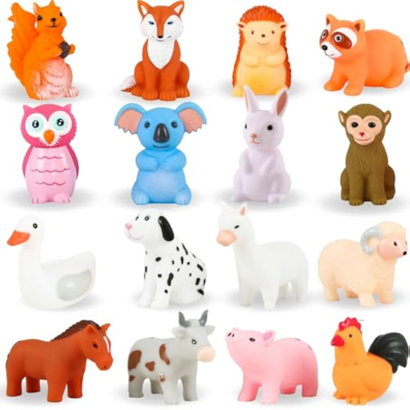 Bath Toys No Hole, For Infants 6-12& Toddlers 1-3, No Hole Bathtub Toys (Animal C2, 16 Pcs With Mesh Bag)