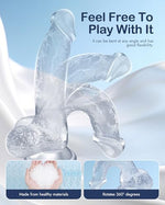 Realistic G Spot Dildo Sex Toys - 7.3'' Body-Safe Silicone Flexible Clear Dildo Adult Toys with Strong Suction Cup,Realistic Balls,Waterproof Small Anal Dildos for Women Men Beginners Couples