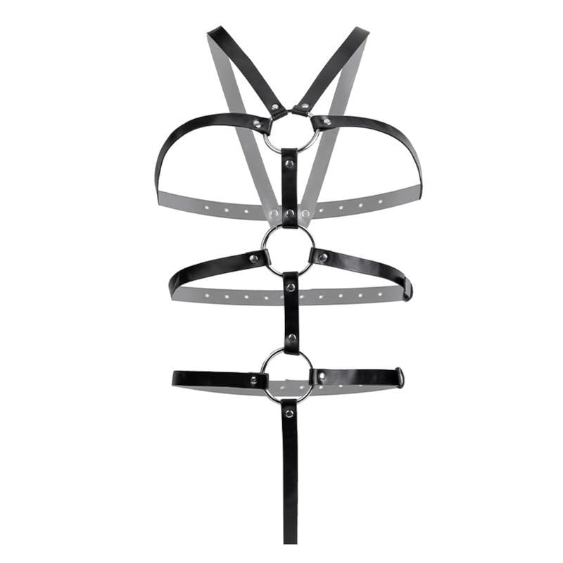 Goth Punk Sexy Womens Leather Full Body Harness, Bdsm Lingerie Harness Belt Arm Restraints & Handcuffs, Bdsm Bondage Restraints Kit For Adult Sex Game For Women Girls