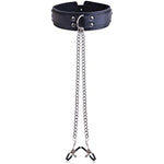Bdsm Collar Nipple Clamps Bondage - Soft Leather Bondage Collar And Adjustable Comfort Nipple Clamps & Metal Rivet Reinforcement Set For Men, Women, Couples Bedroom Bondage Sex Toys