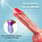 Realistic Squirting Dildo For Women With Automatic Expansion, Thrusting Dildo With Soft Balls For Women,Electric Silicone Ejaculating Dildo For Female Sex Toy?One-Button Ejaculation (Purple Handle)