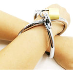 Fetish Bondage Handcuffs For Sm Bdsm Games, Metal Cross Lockable Handcuffs For Couple Flirting,Bed Restraints Sex Toys Adult Game (Silver)