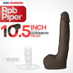 Doc Johnson Signature Series - Rob Piper - 10.5 Inch Realistic ULTRASKYN Dildo with Removable Vac-U-Lock Suction Cup - F-Machine & Harness Compatible - for Adults Only, Chocolate