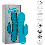 Thicc Chubby Thrusting Tickler Waterproof Silicone Rechargeable Rabbit Vibrator Blue - Se-0650-40-3