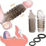 Penis Sleeve Silicone Cock Rings Set, 5 Pcs Penis Extender Cock Sleeves Penis Ring, Erection Enhancing Sex Longer Lasting Stronger, Penis Sleeve Enlarger Girth Enhancer, Adult Sex Toys For Men Couples