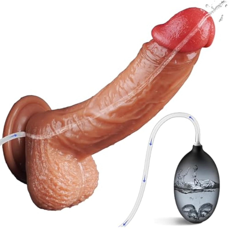 Ejaculating Toy Realistic Squirting Dildo, 8.46" Real Skin Dildo Lifelike Ejaculating Dildos With Strong Suction Cup, Soft Dildos With Curved Shaft And Balls, Adult Sex Toys For Women Men