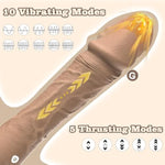Thrusting Dildo Vibrator Adult Toys- Ipx6 Waterproof Sex Toys With 10 Powrful Vibrating And 5 Thrusting Modes-Realistic Thrusting Vibrator With G-Spot Clitoral Nipple Stimulator For Woman