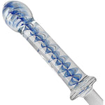 8.7 Inches Blue Swirl Glass Dildo Crystal Penis Women Masturbator G-Spot Stimulator Sex Wand
