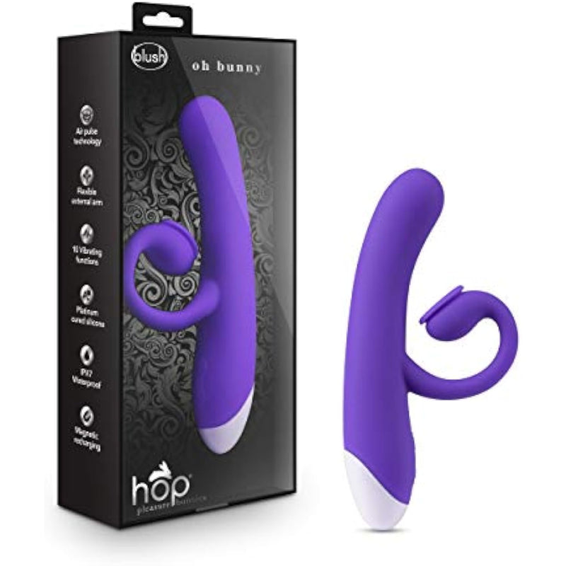 Oh Bunny - G Spot Air Pulse Vibrator - 10 Powerful Vibrations & Sucking Modes - Gentle Sucking Flexible Clitoral Stimulator - Ultrasilk Silicone - Waterproof Adult Sex Toy For Women
