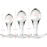 3Pcs Glass Anal Plug Adult Sex Products Training Kit Anal Beads Butt Plug Masturbator Toys With Anchor Bottom, Smooth Glass Sex Toys For Men Women Beginners Advanced Players Pleasure (Transparent)