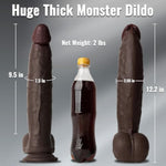 12 Inch Huge Thick Big Black Dildo - Giant Real Skin Bbc Dildo For Women Men Gay, Soft Dual Density Curved Dildos With Suction Cup, Xxl Large Massive Dildos For Anal Vagina, Adult Sex Toys & Games