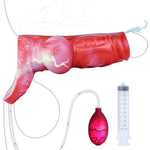 Lifelike Light Weight Cock Sleeve Penis Extension Blood Red Ejaculating Delay Squirting Penis Sleeve Adult Sex Toys For Men Couples (N-Bf5212, L)