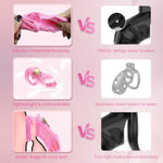 Chastity Cage With Chastity Belt, Silicone Cock Cage & Strap, Male Chastity Devices 5 Cock Rings Bondage Restraints, Breathable Penis Cage Exercise And Abstinence, Bdsm Games Sex Toy For Men (Large)