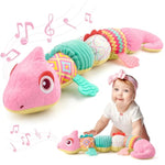 Baby Toys 0-6-12 Months, Musical Stuffed Animal Activity Soft Toys With Multi-Sensory Crinkle,Rattles And Textures,Infant Baby Girl Toys Gifts For Newborn Tummy Time,Dinosaur,Pink