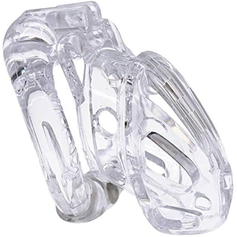 Kzpc Male Chastity Cage| Lightweight Plastic Chastity Device| Adult Toy For Men| 4 Active Sizes Rings (Transparent, Long)