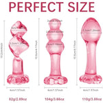 3 Pcs Set Glass Butt Toys Anus Beads Anal Trainer Dildo Crystal Butt Plug Kit S&M Adult Gay Anal Plugs Women Men Sex Gifts Things For Beginners Couples - Pink