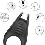 Vibrating Cock Ring With Rabbit Design, Adjustable Penis Ring With 10 Vibrate Modes, Silicone Male Sex Toys For Adults Solo Couple