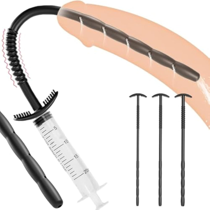 9.6" 3Pcs Silicone Urethral Sound Catheter Plug Training Set, Soft Hollow Porous Design Penis Cock Urethra Bladder Dilator Prostate Masturbation Rod Bdsm Sex Toys For Men Professional Players